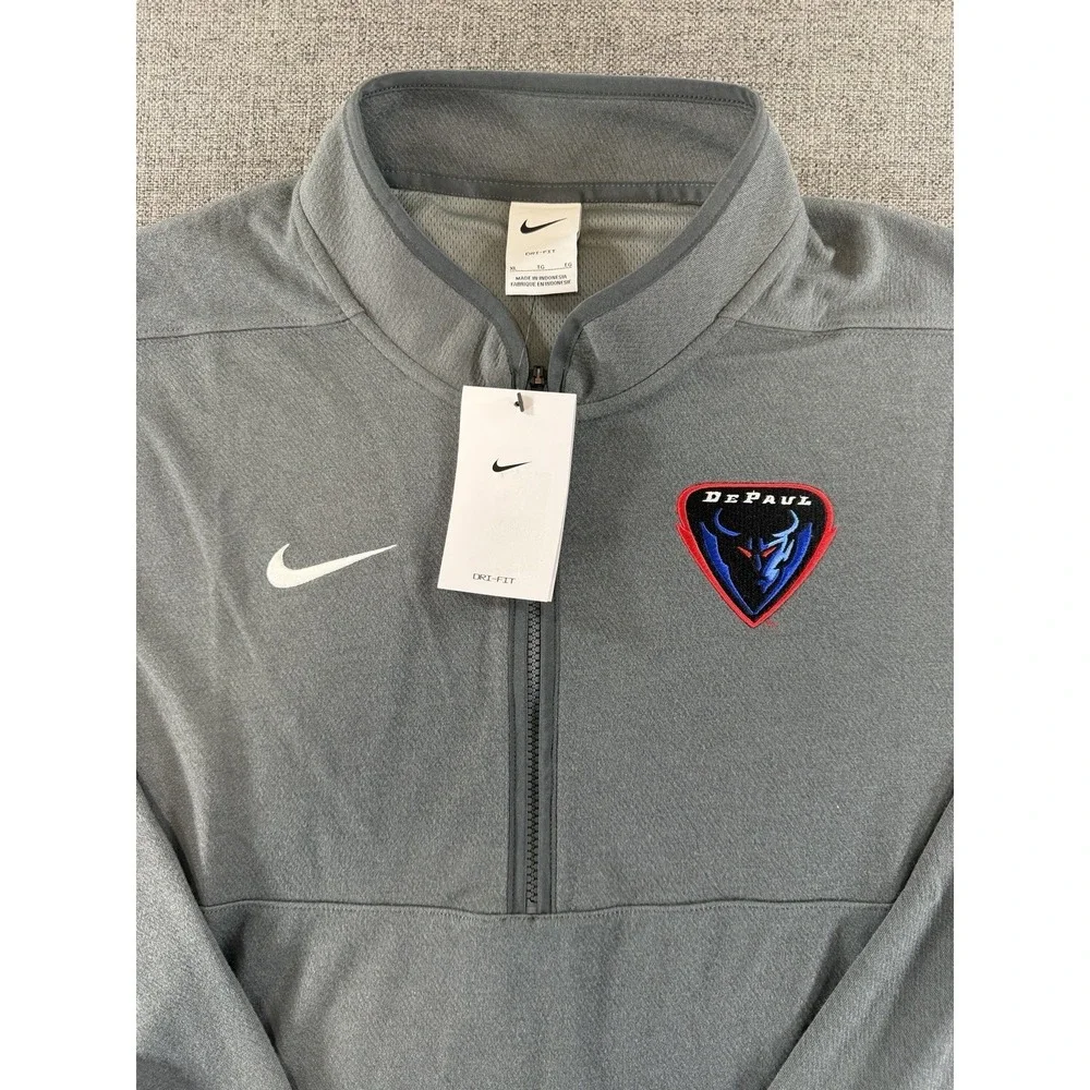 Nike Dri-FIT DePaul Blue Demons Quarter Zip Pullover Gray XL NWT